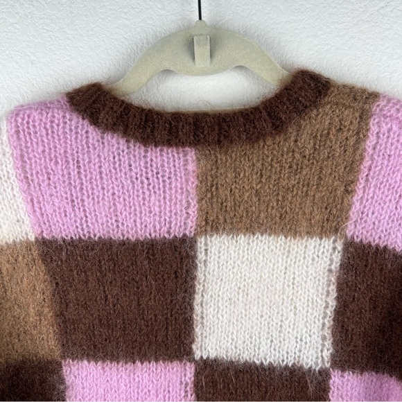 & Other Stories Mohair Wool Checkered Fuzzy Knit Sweater Scandi Small - Picture 10 of 16